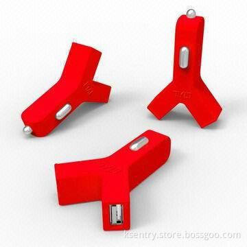 2013 New OEM Manufacturer 5V/2.1A Y-shape Dual USB Car Charger for iPhone5/iPad/Smartphone/Tablet PC
